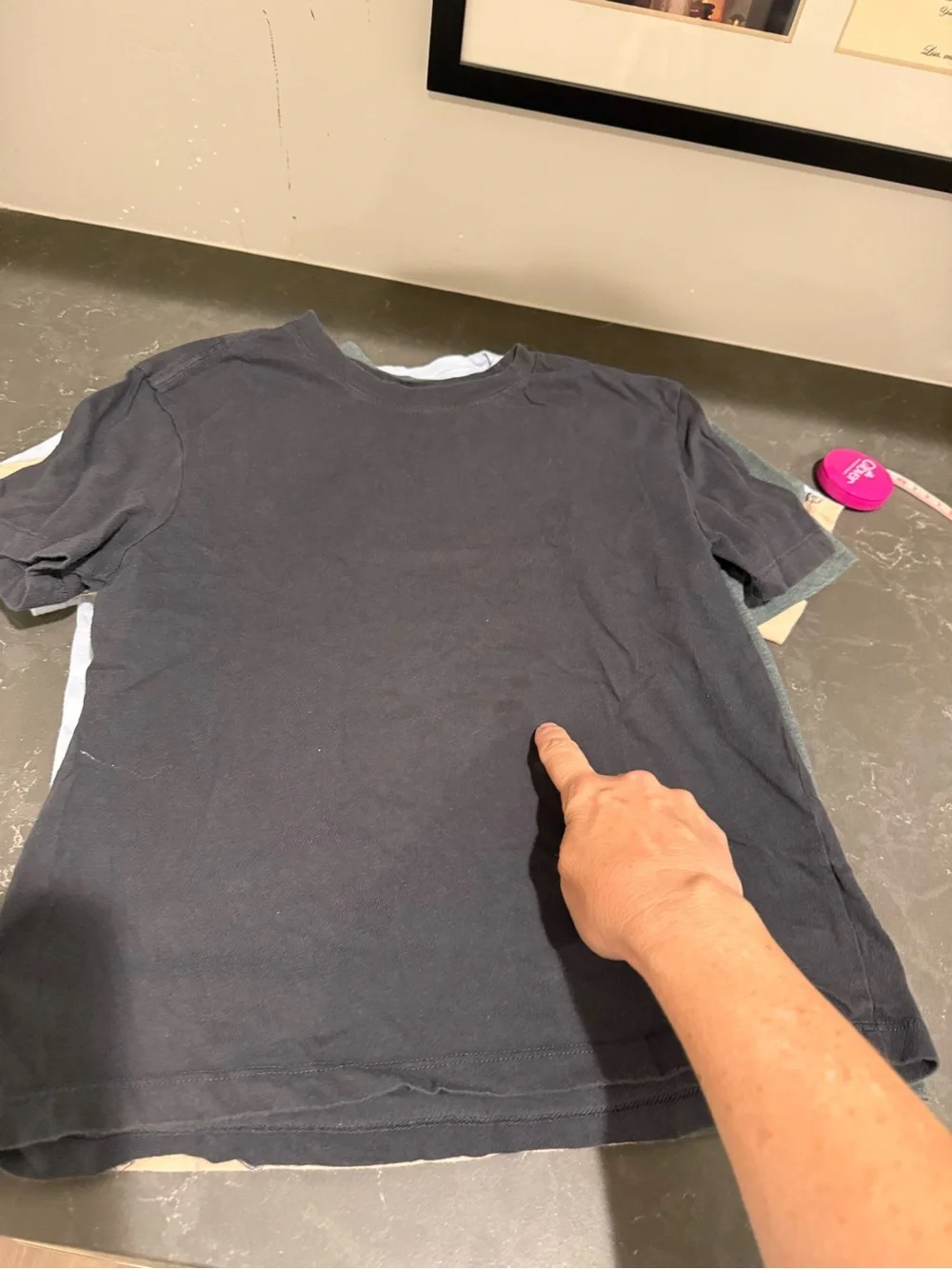 Old Navy Tan Tee with Navy Snack Print